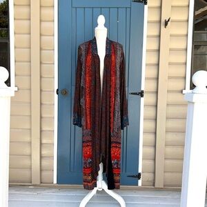 Vintage Carole Little Multicolor Bohemian Duster Cover Women Size L/XL